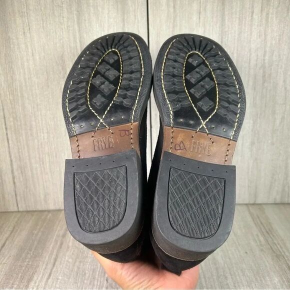 Frye Rainer Black Suede Leather Heeled Lace Up Chukka Ankle Boot Mens Size 7 D - Picture 8 of 10